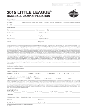 Little League Baseball Camp Application