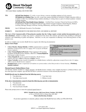 Massachusetts College Immunization Form