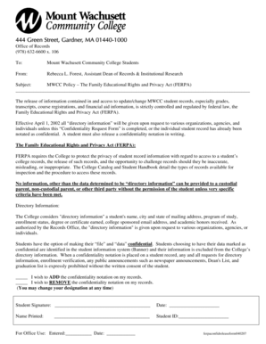 FERPA Confidentiality Request Form