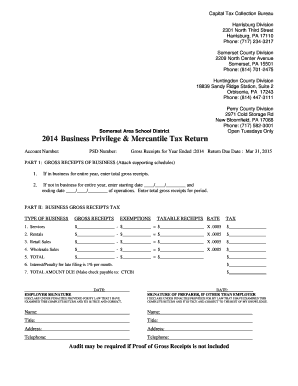 2014 Pennsylvania Business Privilege Tax Return