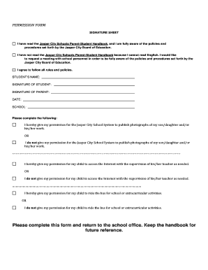 Jasper City Schools Permission Form