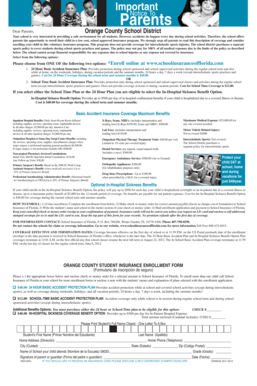 Orange County Student Insurance Enrollment Form