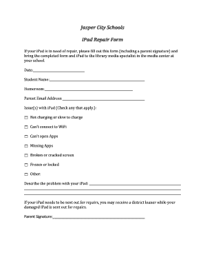 iPad Repair Form
