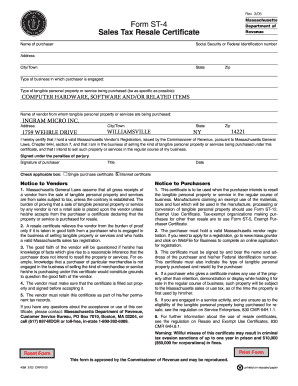 Massachusetts Sales Tax Resale Certificate