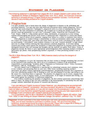 Statement on Plagiarism and Academic Dishonesty