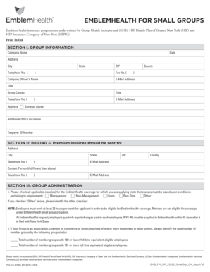 EmblemHealth Small Group Application Form