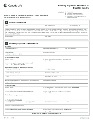 Attending Physician’s Statement for Disability Benefits