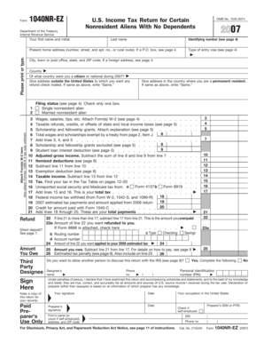 Form 1040NR-EZ US Income Tax Return