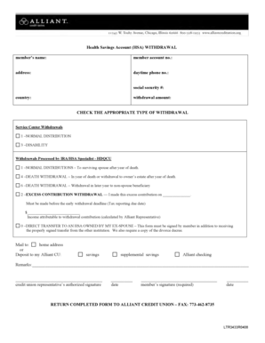 Health Savings Account Withdrawal Form