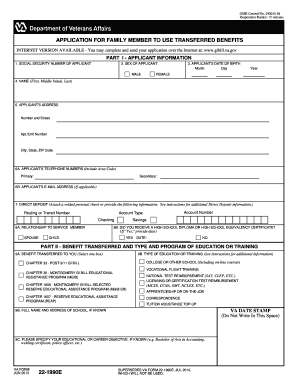 VA Form 22-1990E Application for Family Member to Use Transferred Benefits