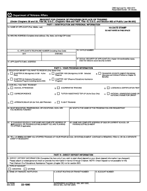 VA Form 22-1995 Request for Change of Program or Place of Training