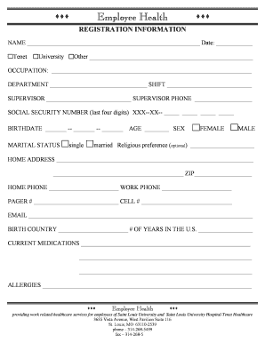 SLU OHP Medical History Form - slu