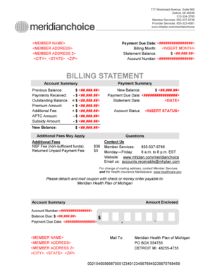 Meridian Health Plan Billing Statement