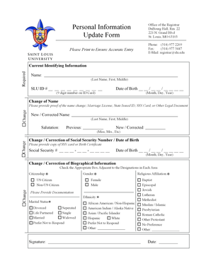 SLU Student Personal Information Update Form