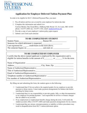 Application for Employer Deferred Tuition Payment Plan