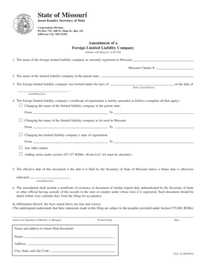 Missouri Foreign LLC Amendment Form