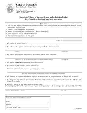 Missouri Registered Agent Change Form