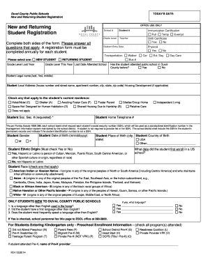 Duval County Public Schools Student Registration Form
