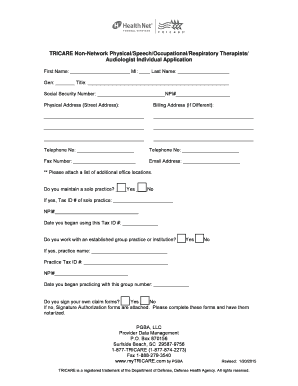 TRICARE Non-Network Therapist Application