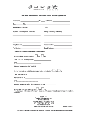 TRICARE Non-Network Individual Social Worker Application