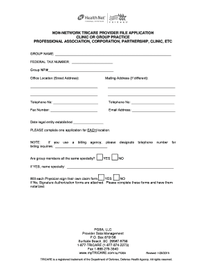 Non-Network TRICARE Provider File Application