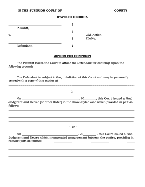 Motion for Contempt in Georgia Civil Case