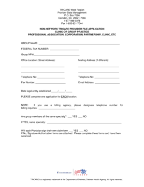 TRICARE Non-Network Provider File Application