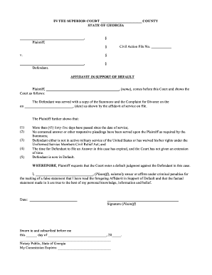 Affidavit in Support of Default