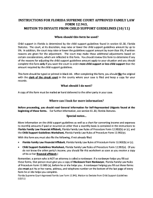 Florida Motion to Deviate from Child Support Guidelines