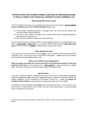 Florida Family Law Financial Affidavit (Long Form)