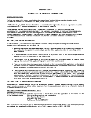 Juvenile Diversion Expunction Application