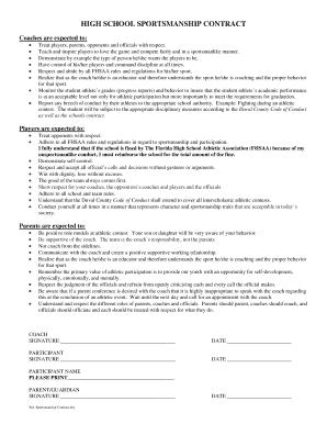 High School Sportsmanship Contract