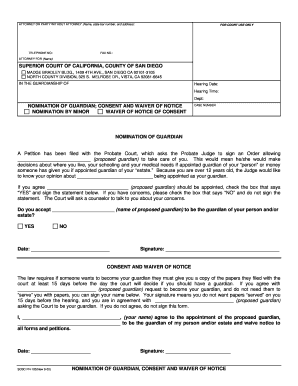 Nomination of Guardian Consent and Waiver of Notice