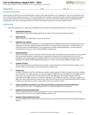 Cost of Attendance Appeal Form