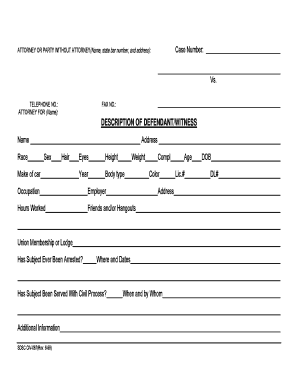 Defendant/Witness Description Form