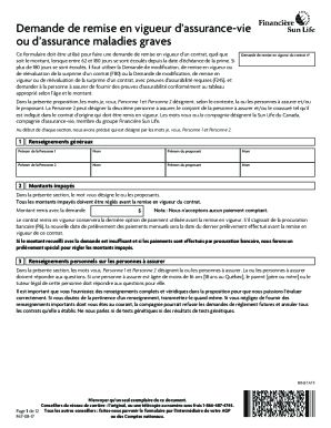 Demande de remise en vigueur d’assurance-vie
