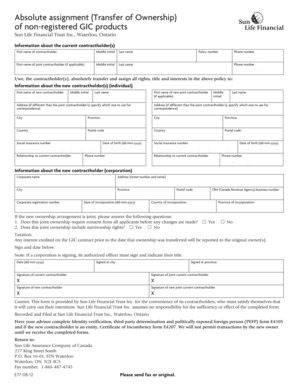 Absolute Assignment of Non-Registered GIC Products