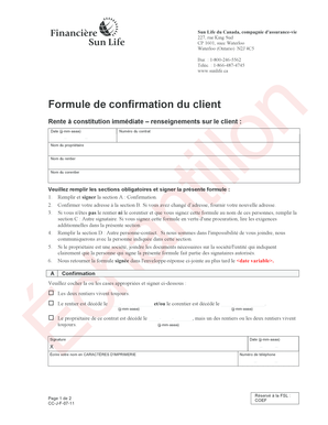 Formule de confirmation du client