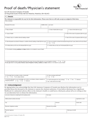 Physician's Statement of Death