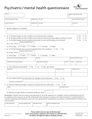 Mental Health Insurance Application Form