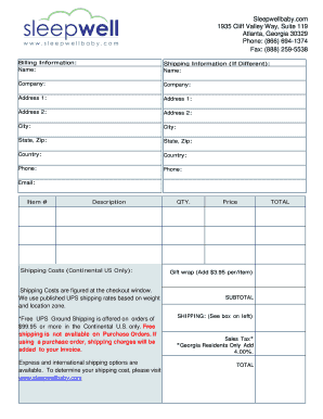 Sleepwellbaby.com Order Form
