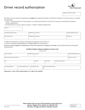 Driver Record Authorization Form