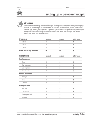 Personal Budget Form