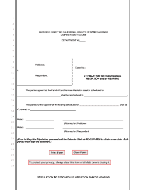 Stipulation to Reschedule Mediation and Hearing