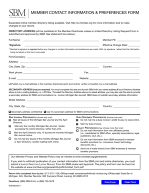 Member Contact Information Form