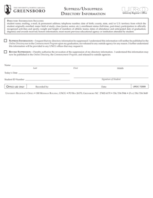 Directory Information Suppression Form