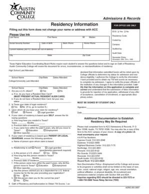 Texas Residency Information Form