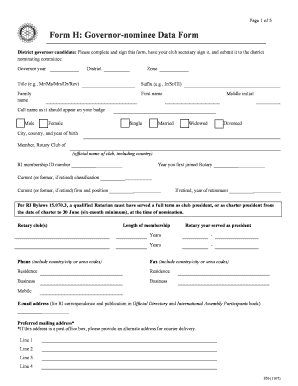 Rotary International District Governor Nomination Form