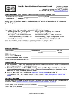 District Simplified Grant Report
