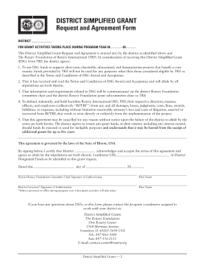 Rotary District Simplified Grant Request and Agreement